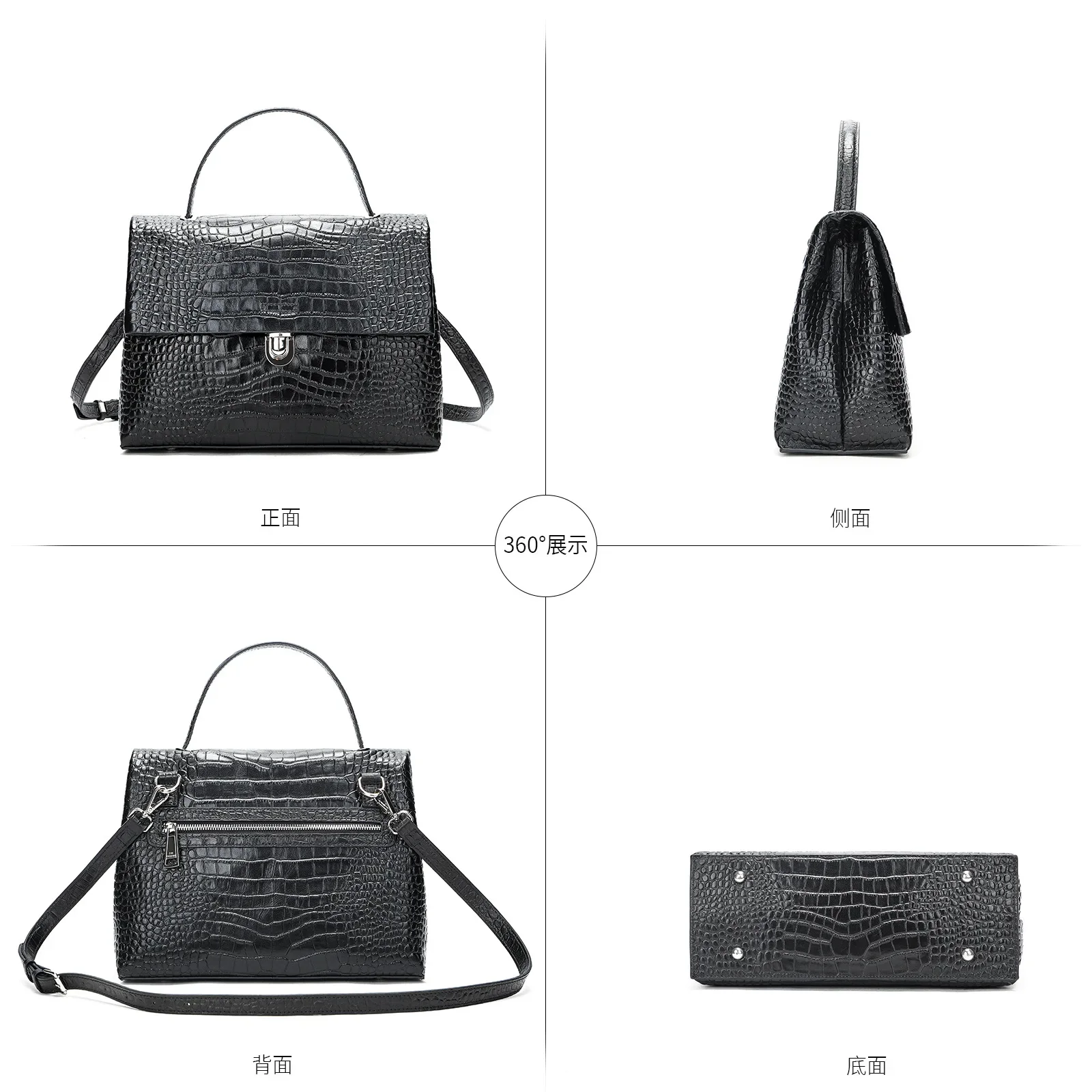 2024 New Fashion Alligator Women Handbags Genuine Leather Shoulder Bags Female Brand Luxury Real Natural Leather Crossbody Bag