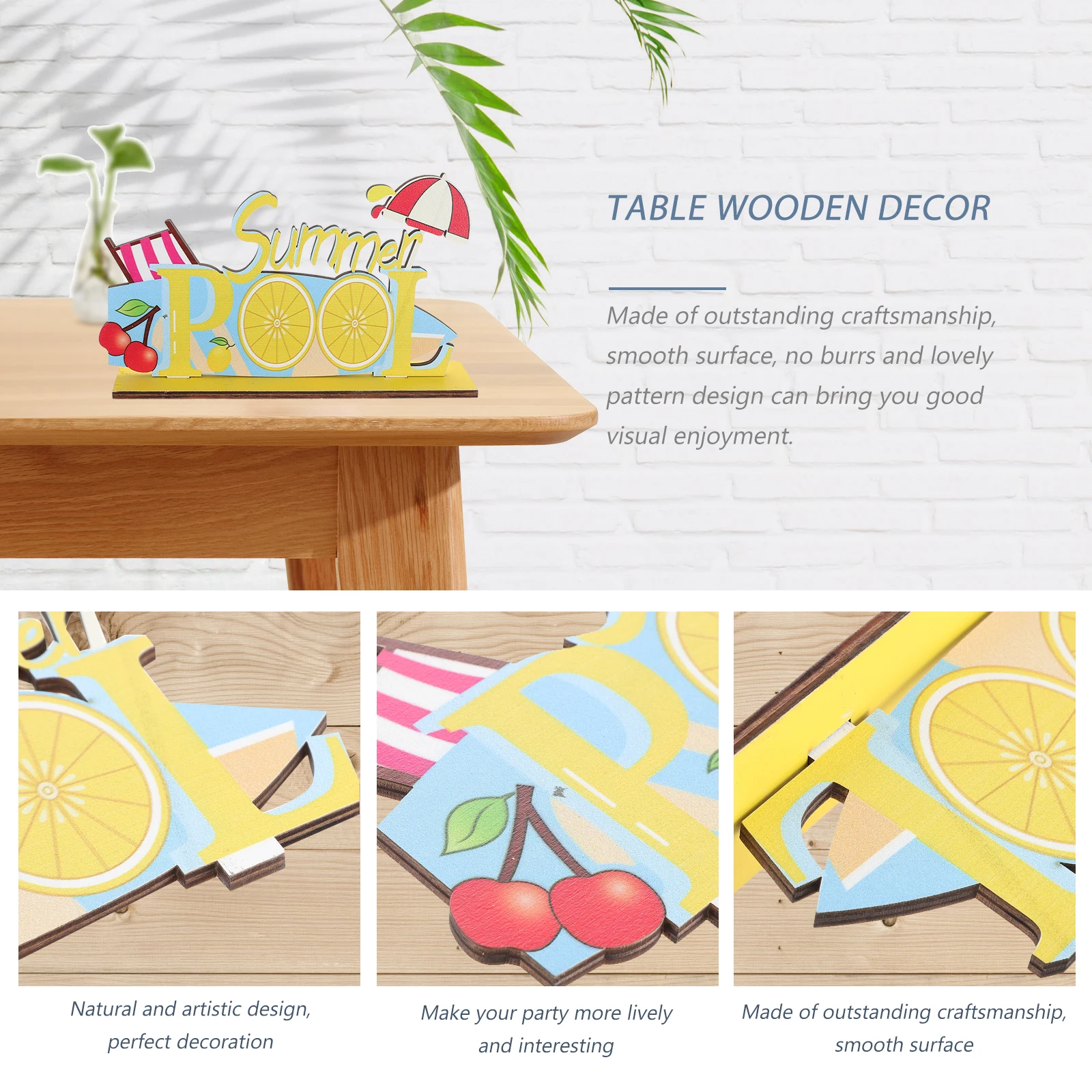 

Summer Alphabet Wooden Ornament Home Decoration Luau Party Shelf Table Hawaiian Banquet Desktop Model Lightweight Compact