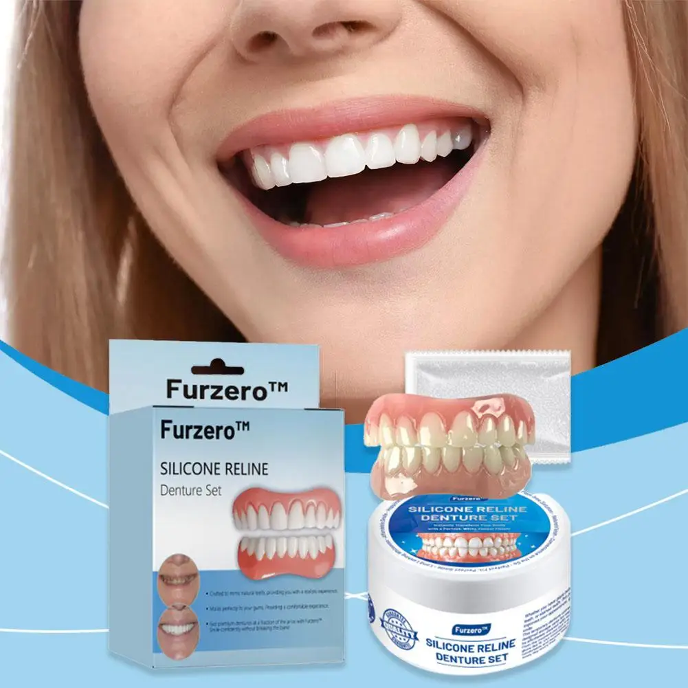 1 conjunto de silicone reline dentadura reparação kit macio dentadura reline kit folheados snap em dentes conforto caber cuidados saúde oral