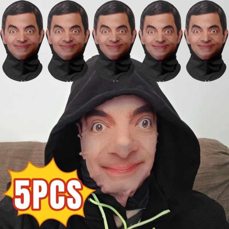 Masque facial Mr. Bean Cosplay 3D, 1 à 5 pièces, maille élastique drôle pour hommes et femmes, coiffure de jeu de rôle, cadeaux de noël et du nouvel an