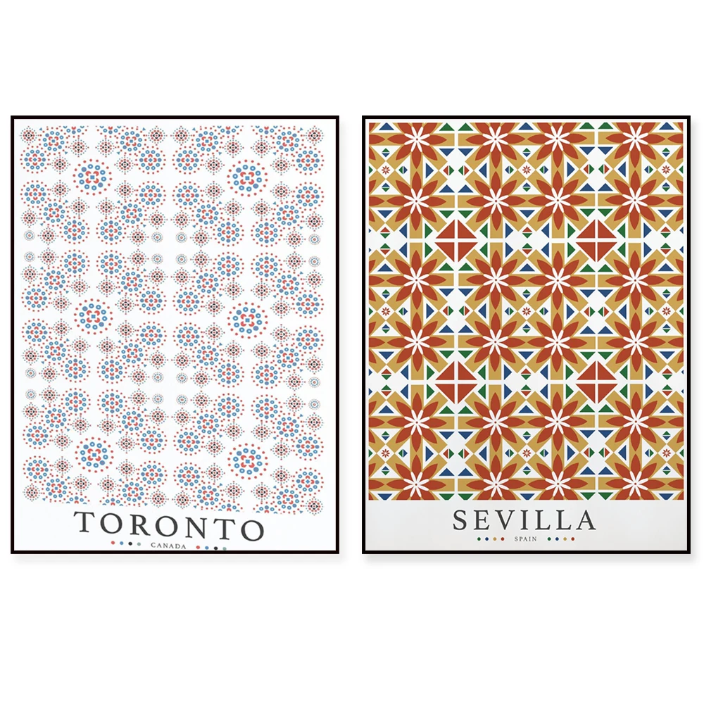 Lisboa Portugal, Oaxaca México, Barcelona España, Sevilla España, París Francia, Toronto Canadá carteles de viaje, souvenirs de viaje