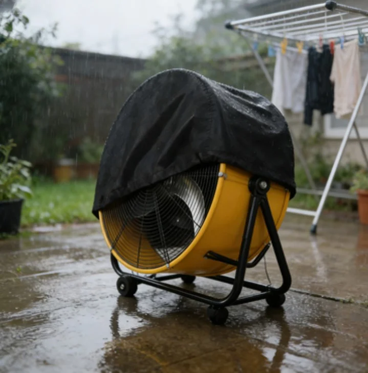 Waterproof Oxford Cloth Fan Cover with Drawstring for Outdoor Indoor Blower Dustproof Rain Protector 59.7x74x20cm