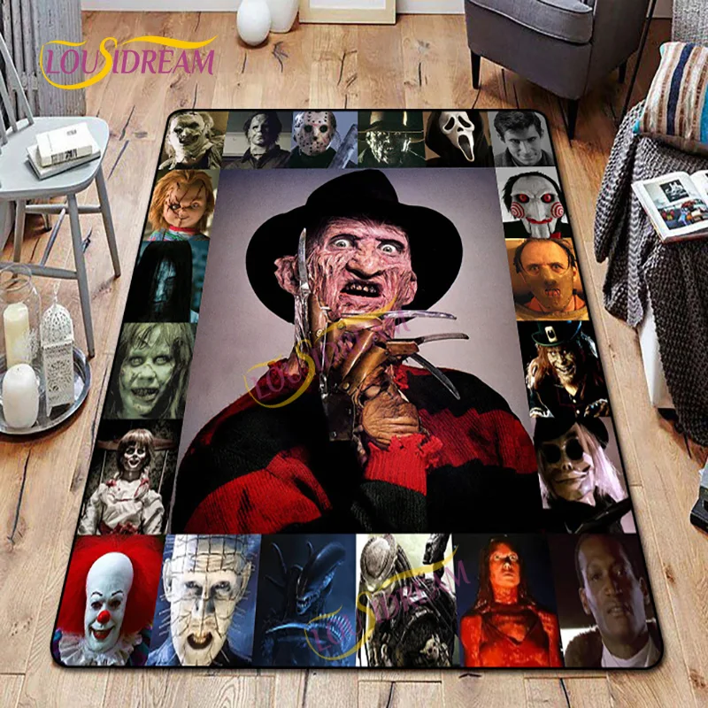 Horror rug home decorate living room plush padhalloween bathroom kitchen door mat multifunctional horror movie characters carpet