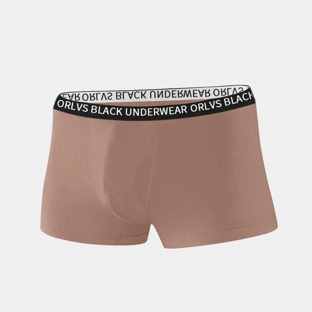 ORLVS-bóxer de algodón suave para hombre, ropa interior Sexy, pantalones cortos con bolsa 3D