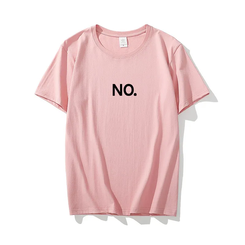 NO. Minimalist Text Graphic Tee for Men Breathable 100% Cotton Perfect for Summer Streetwear Trendy Simple Statement Style