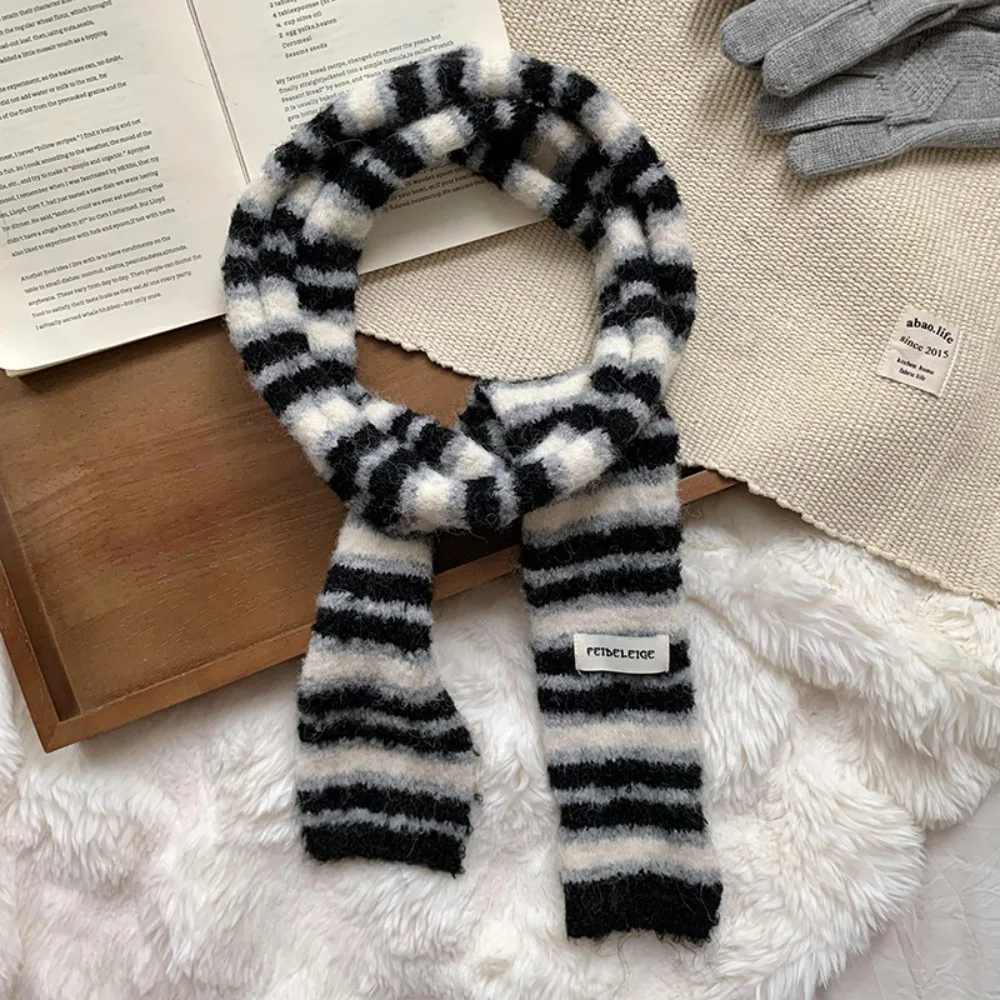 

Harajuku Y2K полосатый шарф Y2K стиль корейские длинные узкие шарфы на шею словосочетание аксессуары для одежды вязаная шаль зима