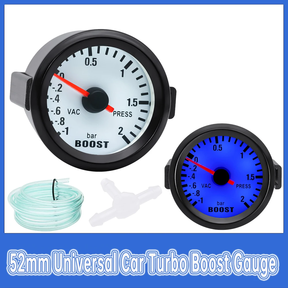 

52mm Universal Car Turbo Boost Gauge -1~2Bar with Blue Backlight for 12V Racing Car Pointer Boost Gauge