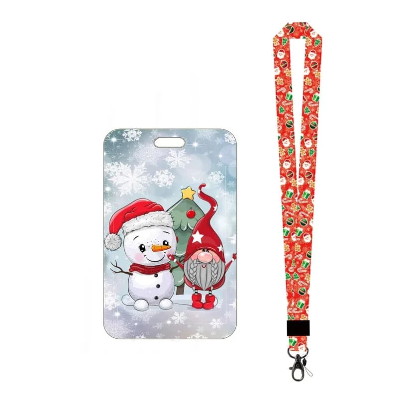 Portatarjetas de Gnomo de Navidad, llavero con cordón, funda para tarjetas de puerta de Yule, correa para el cuello, soporte para credenciales de identificación Chrimbo, accesorios para llaves