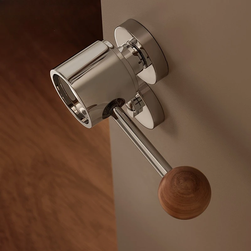 New Chinese Style Retro Door Handle Black Walnut Magnetic Silent Door Lock Mute Interior Bedroom Wooden Door Hardware Lock