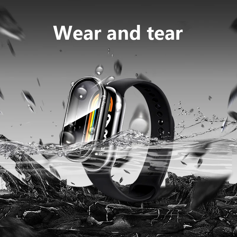 Чехол из закаленного стекла для Xiaomi Band 8, защитная пленка, Твердый чехол из поликарбоната, полноразмерный защитный чехол, аксессуары для Miband 8