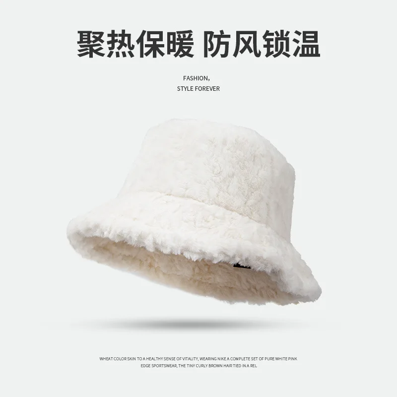 HIgh Quality Fisherman Hat Women Winter New Warm Versatile Show Face Small Cap Autumn Plush Bucket Hat Female Girls