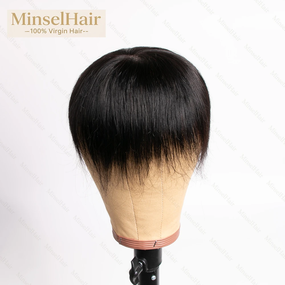 Topper per capelli umani neri naturali 1B Mono + centro base in seta I capelli vergini possono essere decolorati a # 27 può essere riscaldato