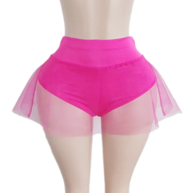 

Elastic Mesh Sexy Hot Pants Bar Nightclub Performance Female Clothes Pole Dance Short Pants High Waisted Shorts Skirts for Women