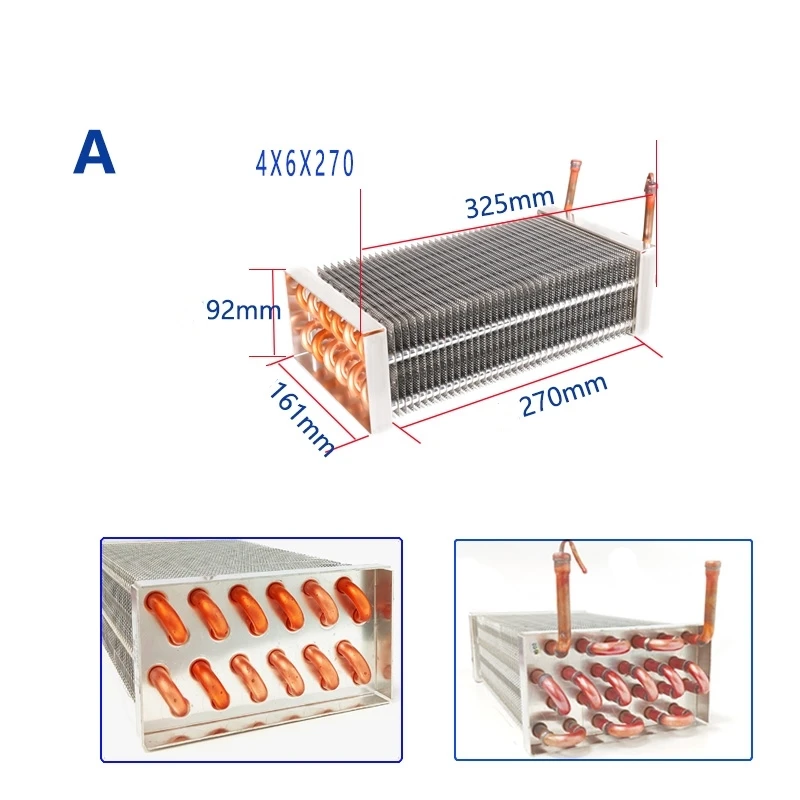 325*161*92mm Air-cooled Evaporator Condenser Refrigerator Display Cabinet Freezer Cake Cabinet Pure Copper Tube Aluminum Fin