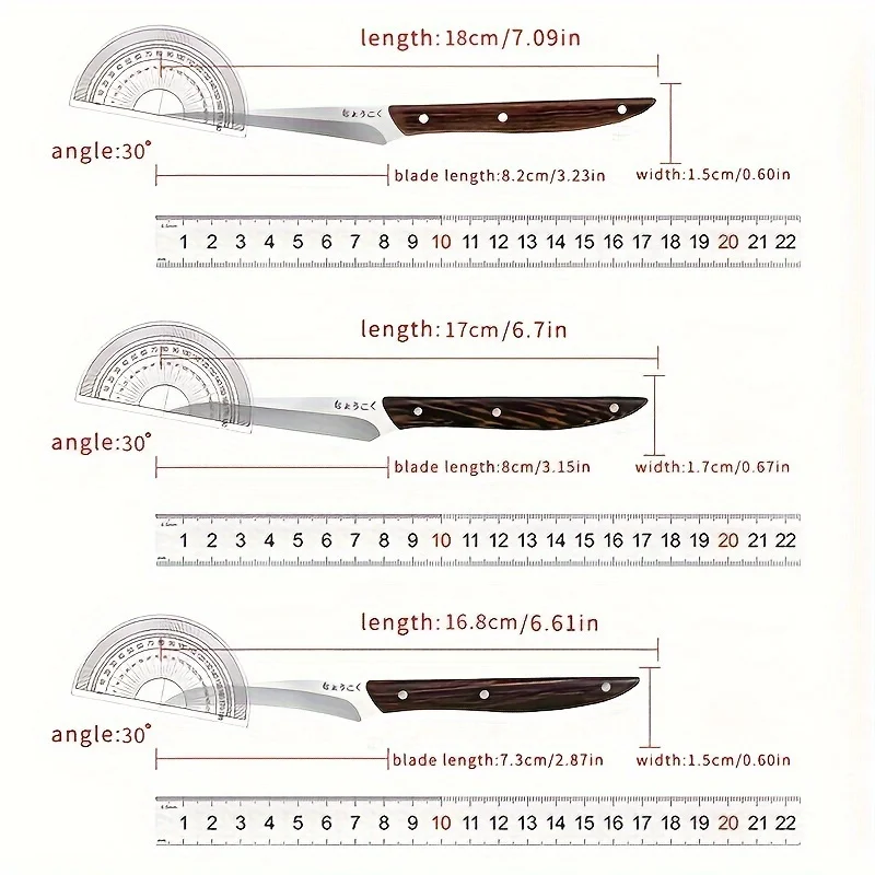 PLYS-Couteau à Fruits Tranchant en Acier Inoxydable, Ensemble d'Outils Professionnels en Forme de Melon et de Fruit, 3 Styles, 3 Pièces