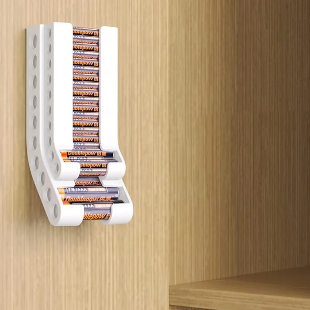 Battery Storage Organizer Wall AA & AAA Combo Small Battery Keeper Battery Container for 10 AAA & 10 AA Batteries Storage
