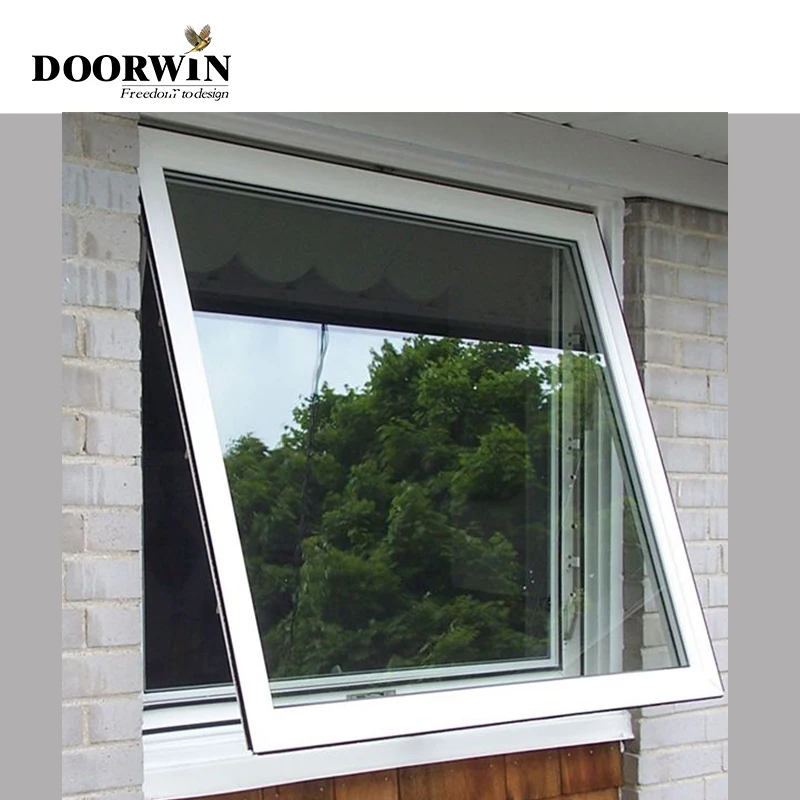 Doorwin-Alumínio Alloy Quadro Top Hung Casement, Triplo Vidros Varanda Janela, Cadeia Winder, alumínio Toldo Janelas