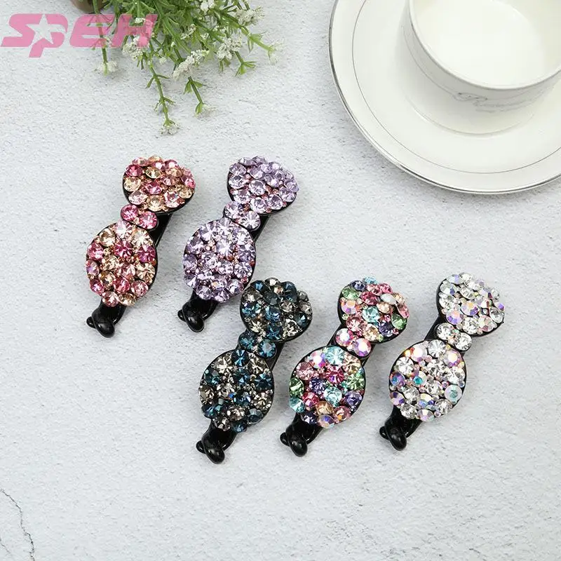 Small bowknot floret press clip fashion women's duck beak clip edge clip manual rhinestone hair clip