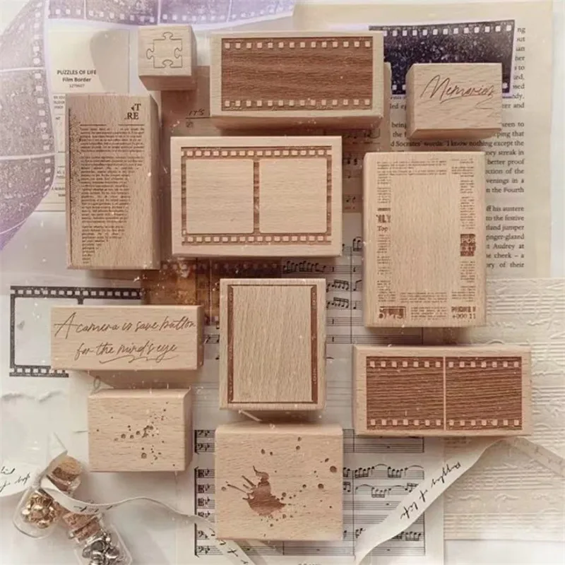 JP Vintage Puzzles of Life Base Wooden Rubber Stamp for DIY Scrapbooking Photo Album Card Making