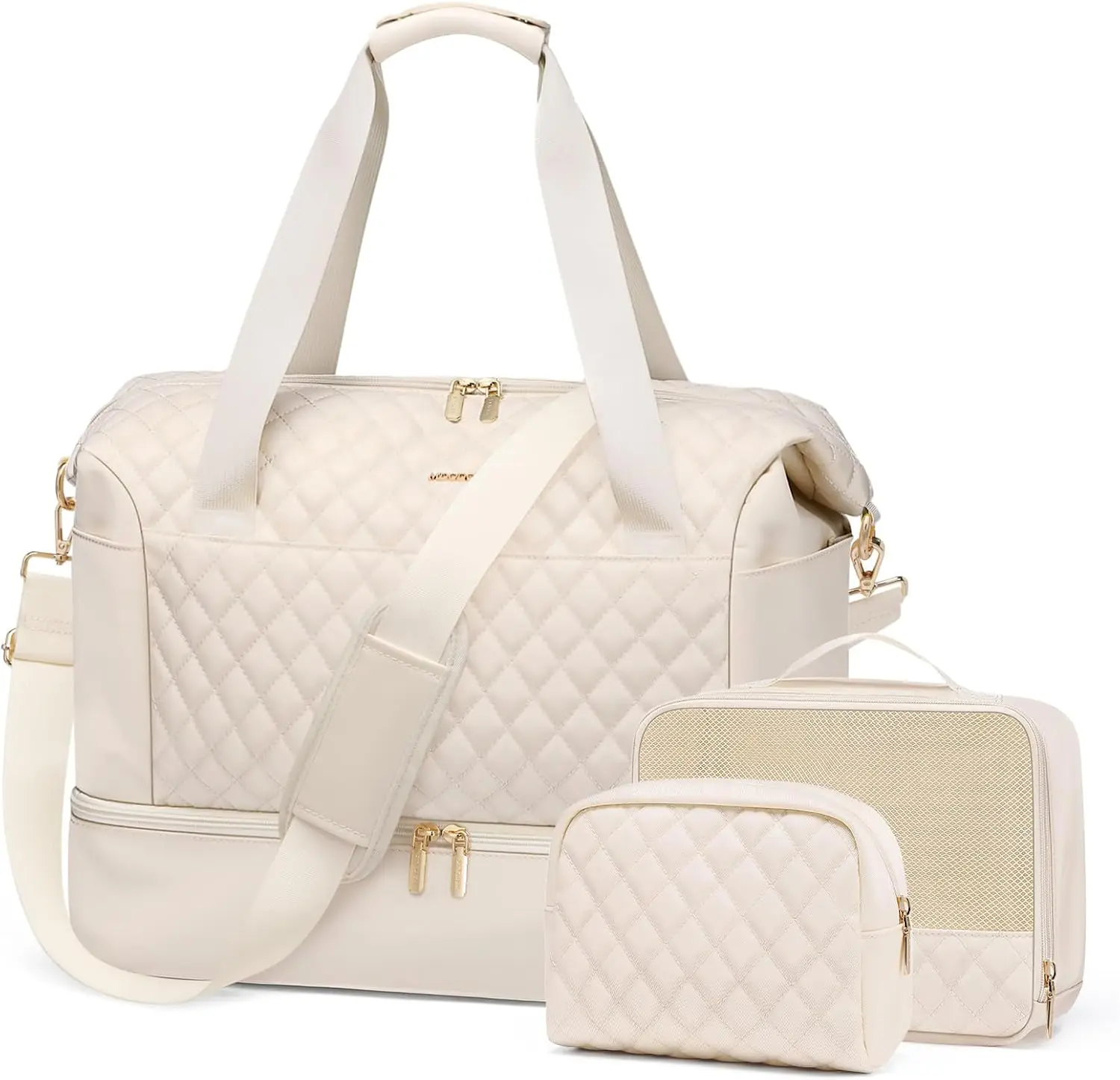 

Women's Travel Duffel Bag Set, 43L Weekender with Wet Pocket & Shoe Compartment, Carry-On Tote for Business, Gym, Yoga, Hospital