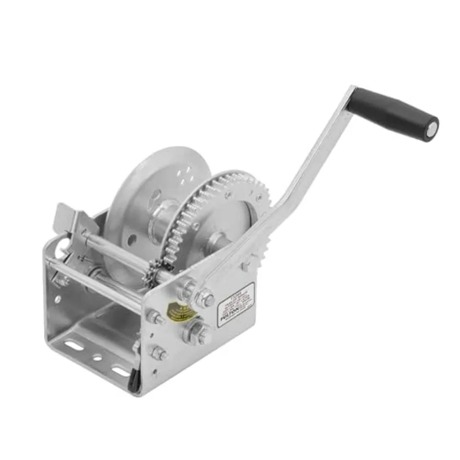 

142423 Trailer Winch, Two-Speed, 3,200 lbs. Capacity, 20 Foot Strap, 10 Inch Handle, Silver