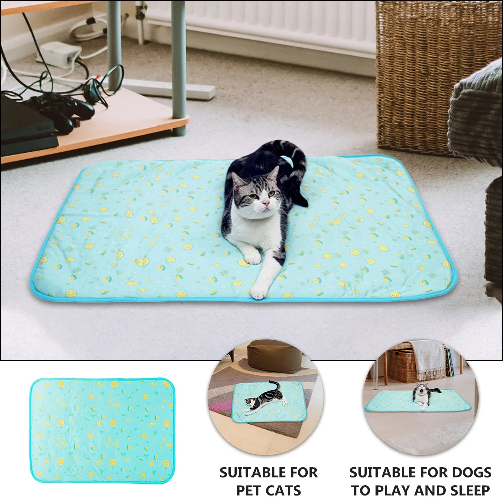 

Pet Cooling Pad Summer Cold Silk Mat Washable Cushion Cats Dogs Portable Lightweight Breathable Blanket Easy Clean Pet