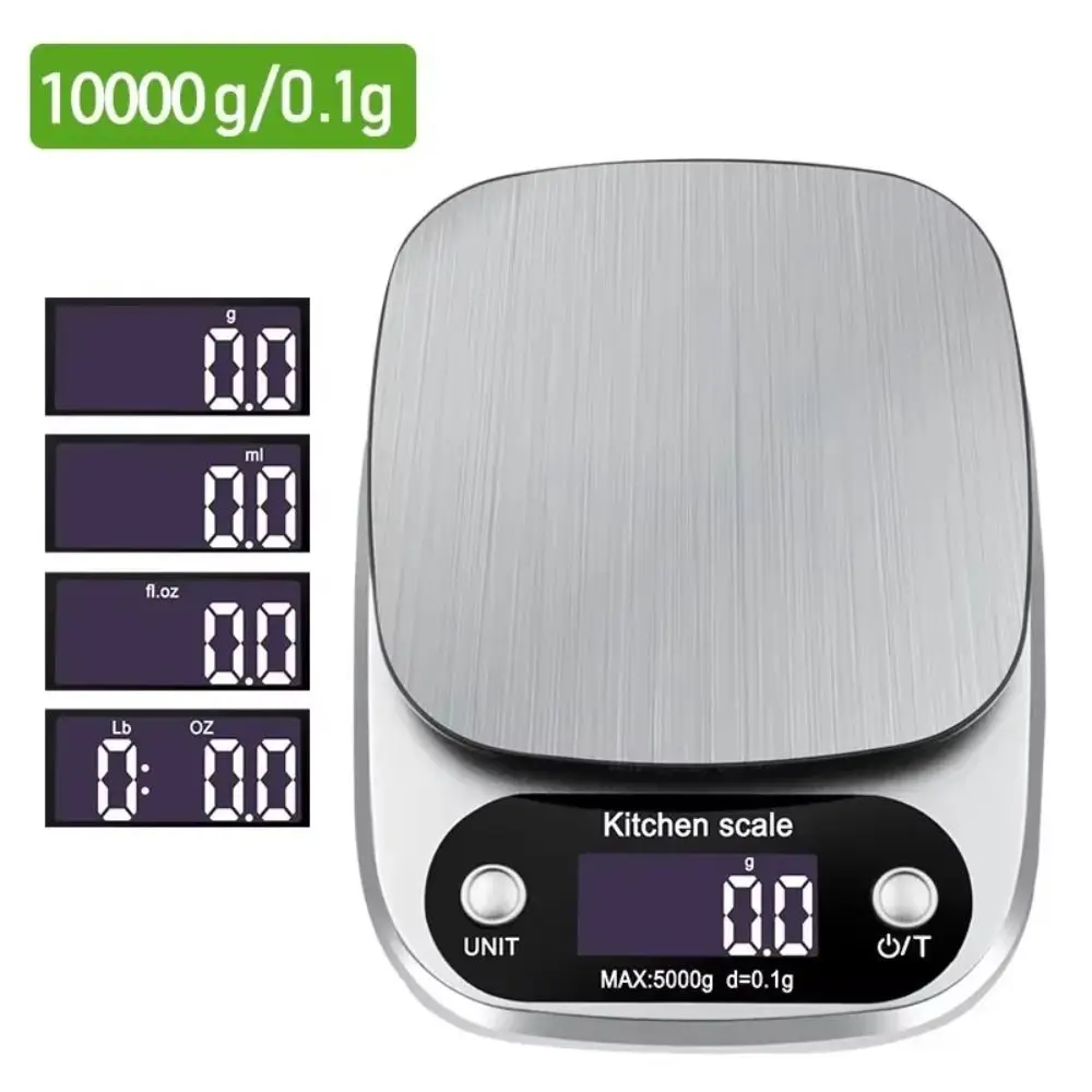 10/5Kg Digital Kitchen Scale 0.1g/1g LCD Display Electronic Scale High Precision Stainless Steel Food Baking Scale Jewelry