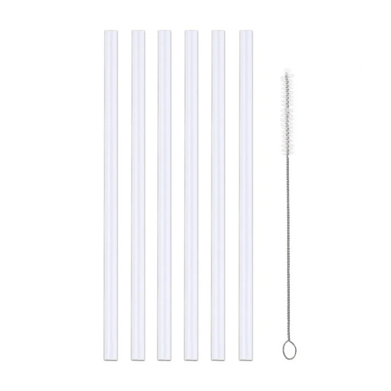 6 pack Replacement Straws for Stanley 40oz Adventure Quencher Travel Tumbler, Reusable Plastic Straws with Cleaning Brush