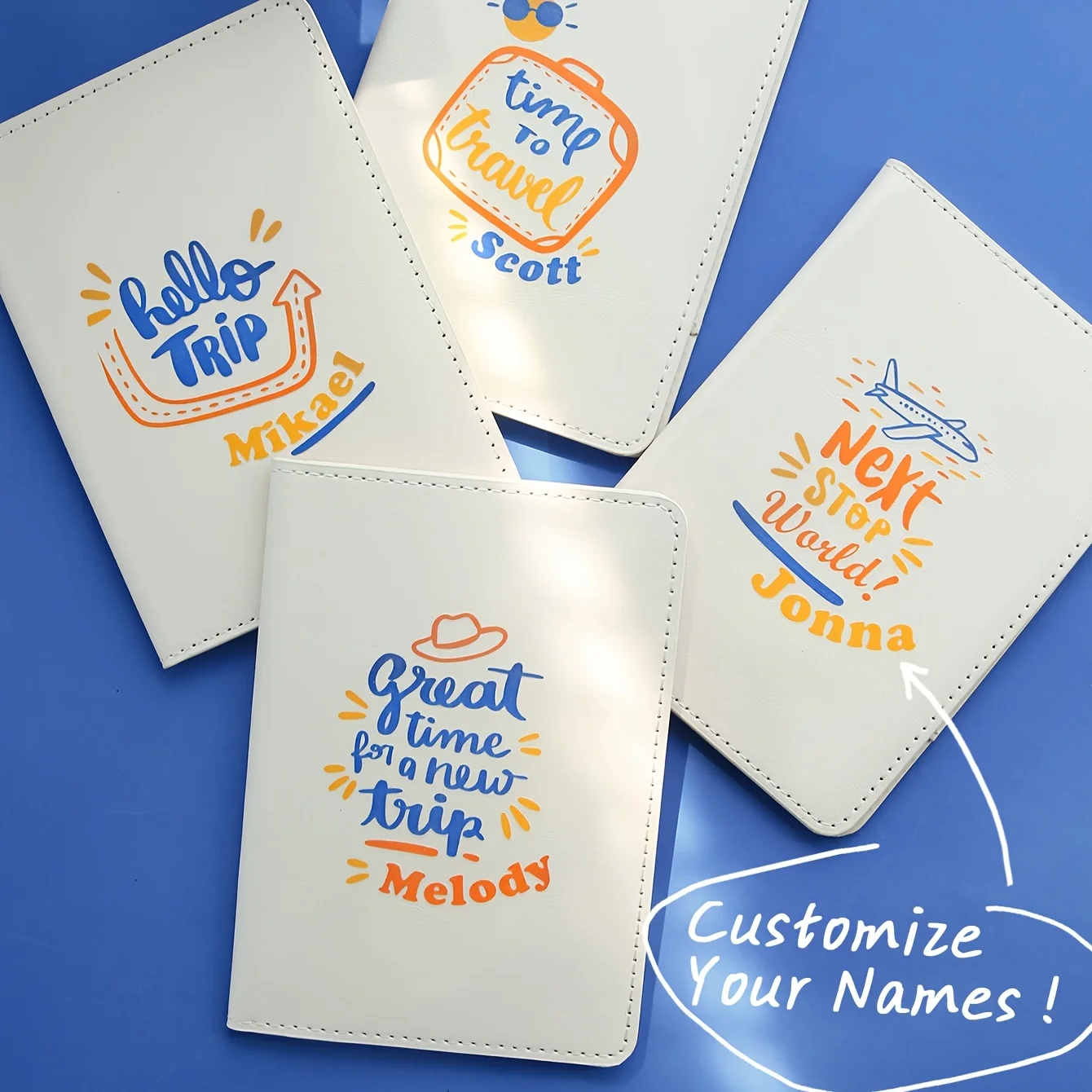 

Personalized Custom Name Passport Holder with Travel Slogan Print Leather Cover Fresh Design Unique Gift for Travel Lovers