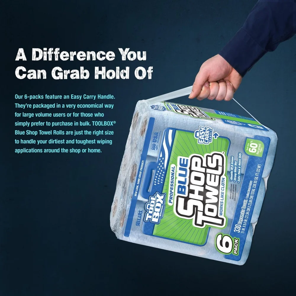مناشف متجر زرقاء متعددة الأغراض للاستعمال مرة واحدة، 6 لفات، 55 ورقة، ملابس تنظيف ناعمة ماصة شديدة التحمل، مكتب جراج منزلي مثالي #6