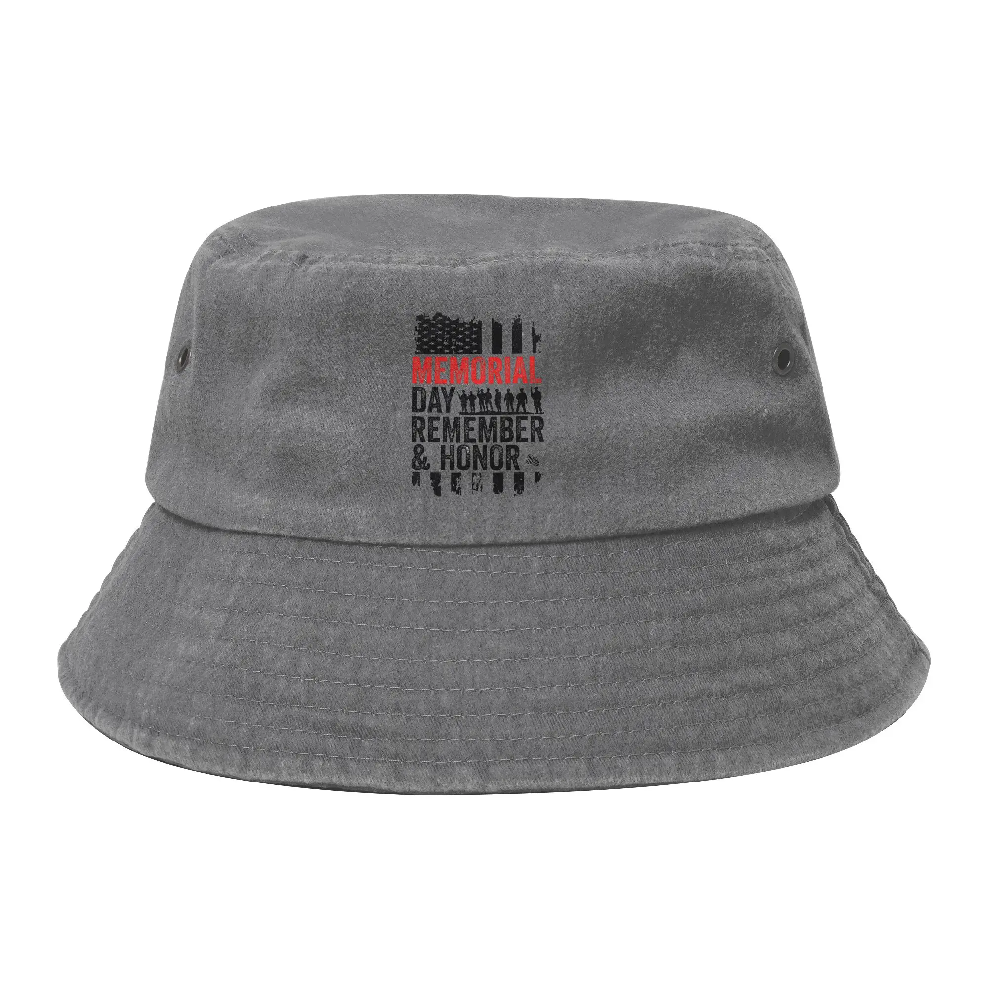 Unisex Distressed Washed Bucket Hat Memorial Day Patriot Summer Outdoor Fisherman Hat Remember and Honor Ispoti Hat Gift Idea