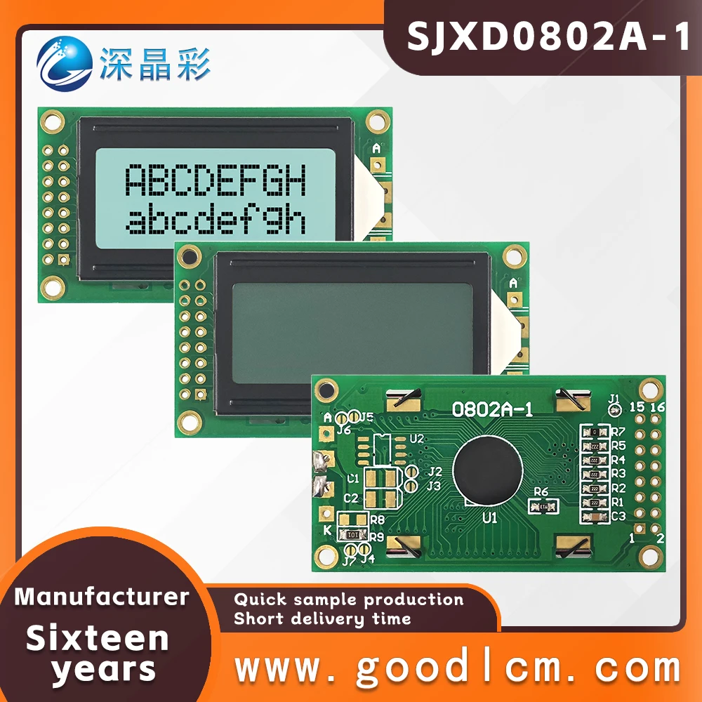 Industrial control Russian characters LCD 0802 display screen JXD0802A-1 FSTN White Positive 8X2 character LCM display module