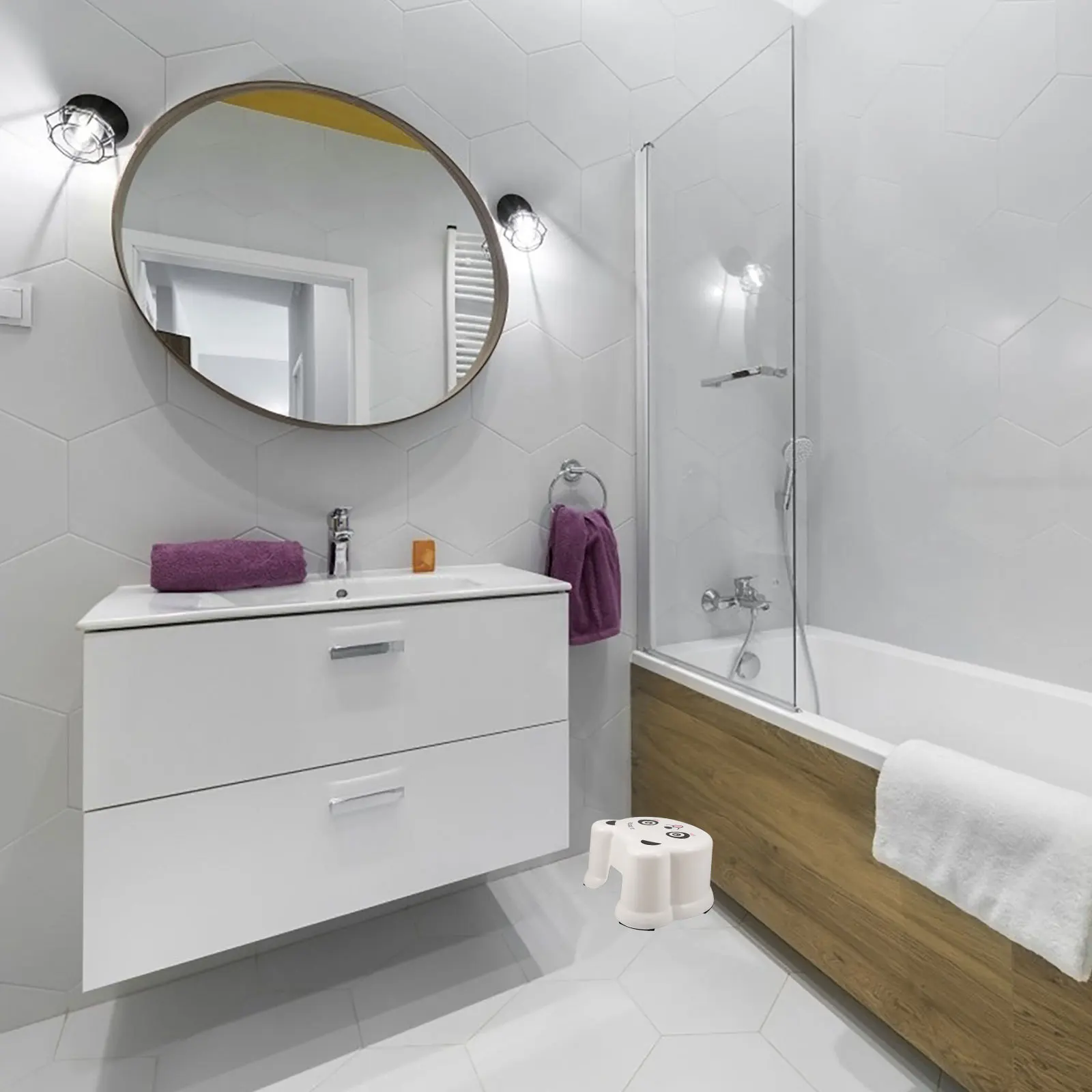 مقعد حمام لطيف للأطفال شديد التحمل، قاعدة غير قابلة للانزلاق للأطفال الصغار في الحمام والمطبخ، خطوة صغيرة للاستخدام، مقعد لحضانة الأطفال