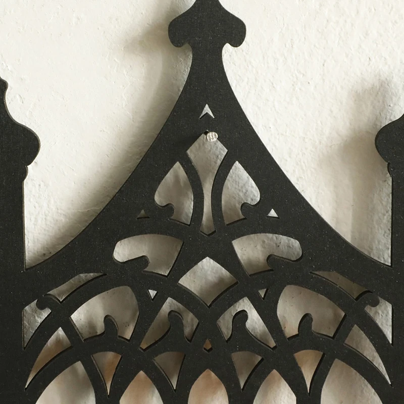 Black Wooden Gothic Fence Type Wall-Hung Shelf Simple Home Furnishing Bedroom Decoration Shelf