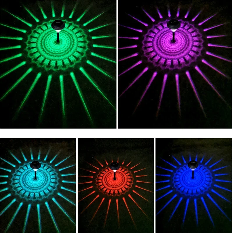 Luz de jardín de sombra circular, lámpara Solar para exteriores, lámparas de césped de paisaje de patio, luz ambiental de tierra, decoración de luz Solar RGB