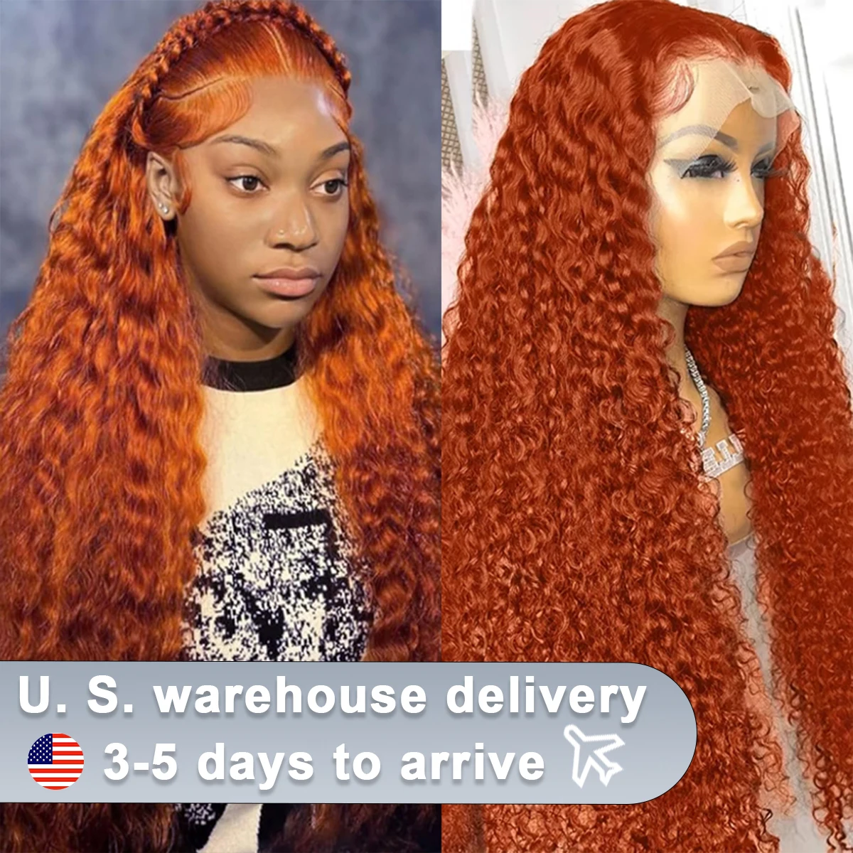 Ginger Orange Water Wave #350 Colored 13x6 13x4 Transparent Lace Front Wig Human Hair for Women Deep Curly Wigs Pre Plucked