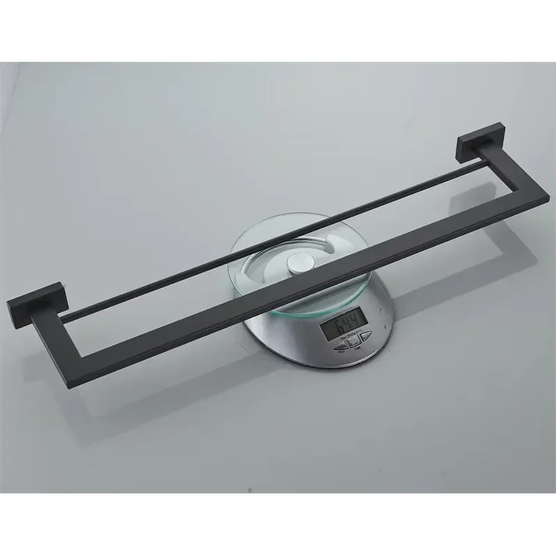 Wall Mounted Bathroom Accessories Set Black Towel Rack Set Stainless Steel view 6