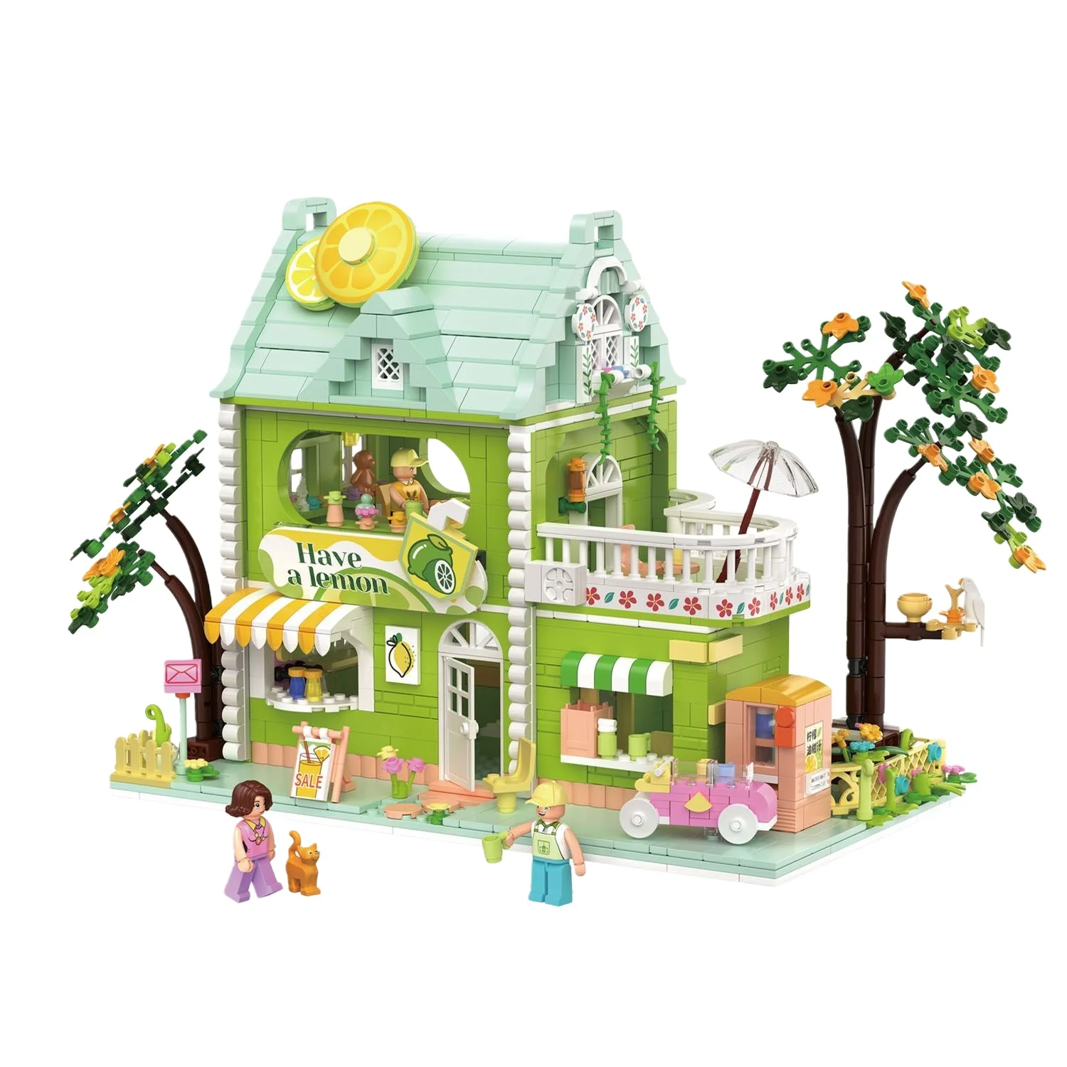 

Mini house building model,lemon tea shop,chocolate workshop,diy street view building blocks toys gift for children adults