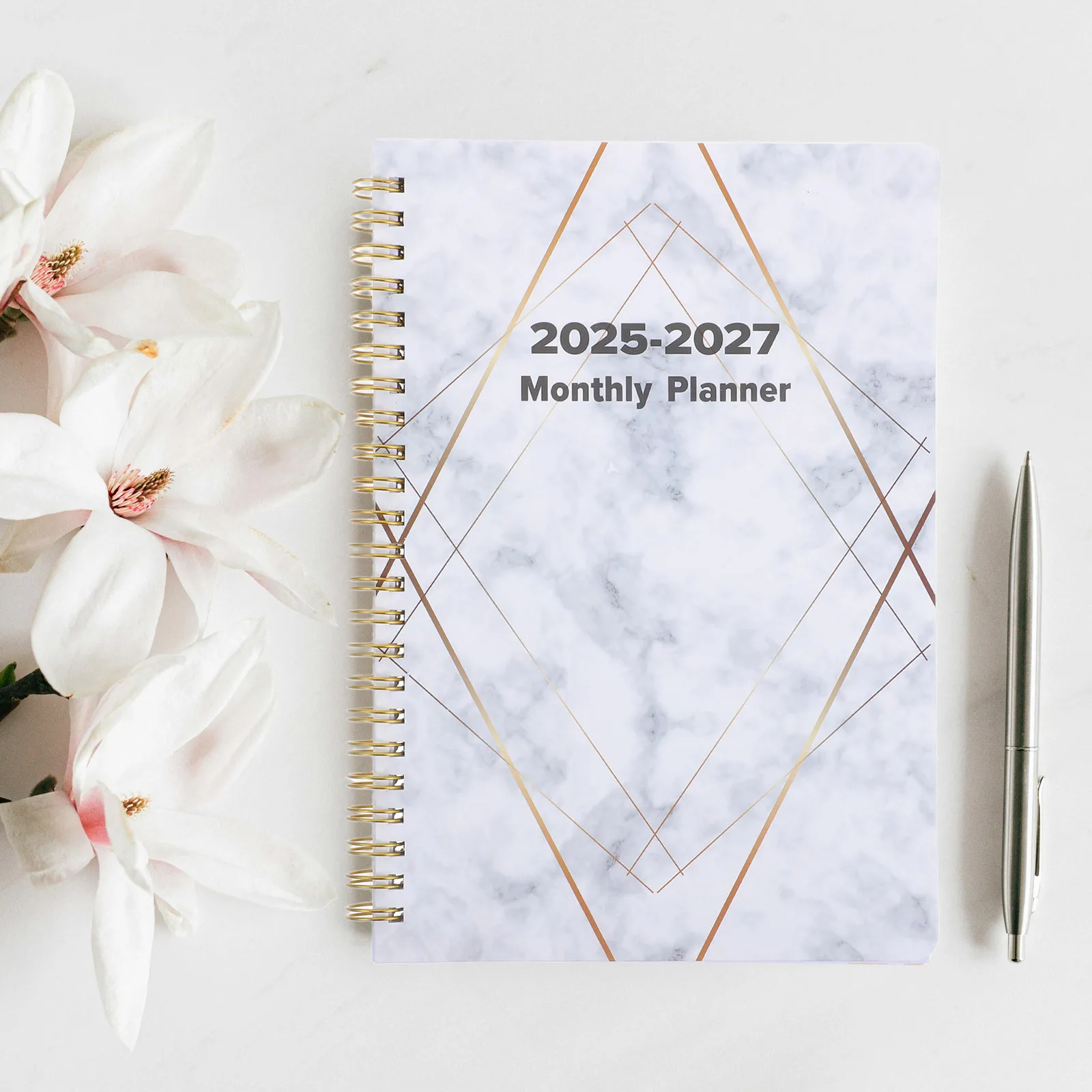 สมุดวางแผนรายเดือนหลายปี 2025-2027 ปกแข็ง ปฏิทินรายวัน รายสัปดาห์ รายเดือน สำหรับจัดการงานและการเรียน