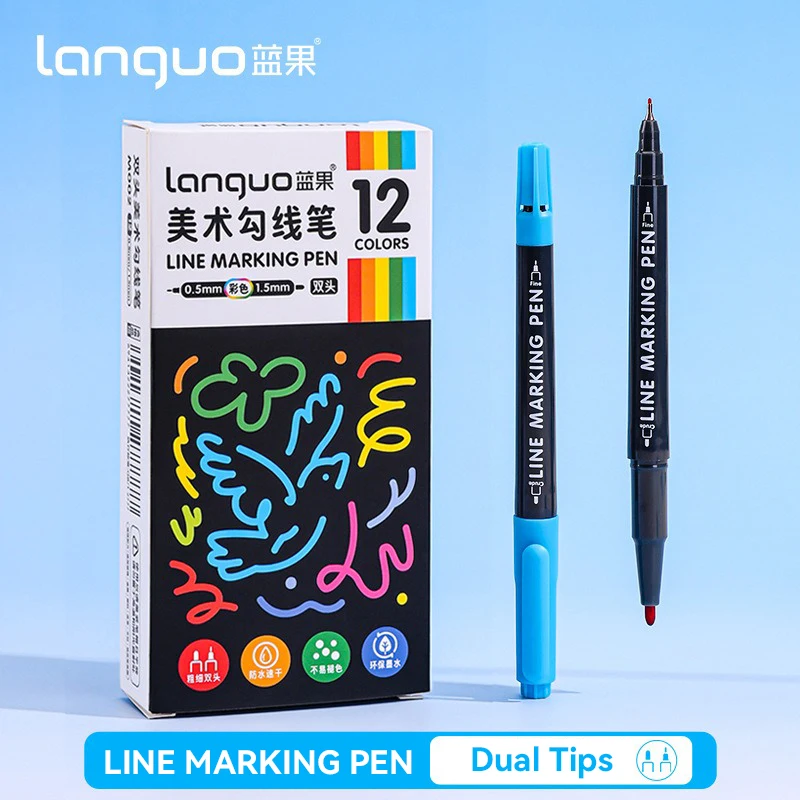 

Languo 6/12/18Pcs Art Colored Pens Fine Point Markers Fine Tip Drawing Pens Fineliner Pen for Journaling Writing Note Art Office