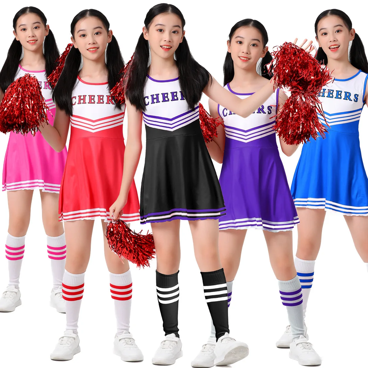 3pcs Summer Children's Tank Top Cheerleading Suit Letter Printing Slim Fit Dress Fancy Sports Set Role Playing Suit XS-XL