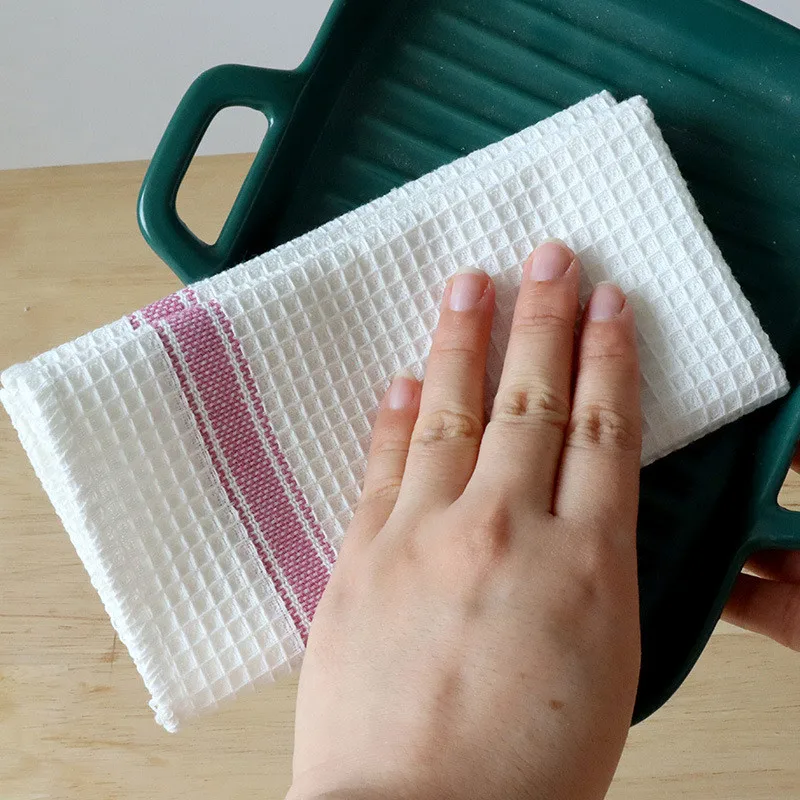 1Pc 35x35cm 100% Cotton Dishcloth Dishwashing Cloth Waffle Colored Woven Cleaning Home Kitchen Absorbent Dish Towel