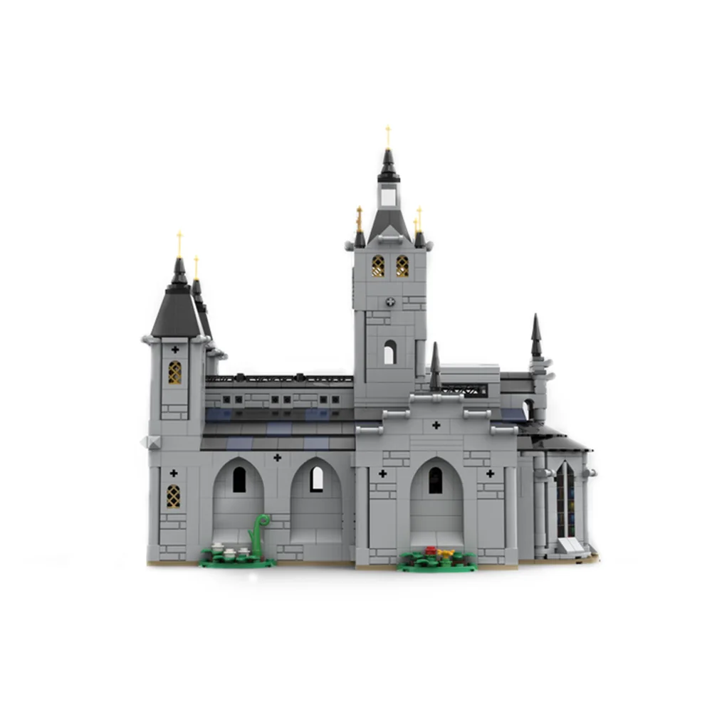 Gobricks MOC-modelo de iglesia Medieval, bloques de construcción, arquitectura de Castillo blanco clásico, ladrillos de montaje, juguete DIY, regalo para niños