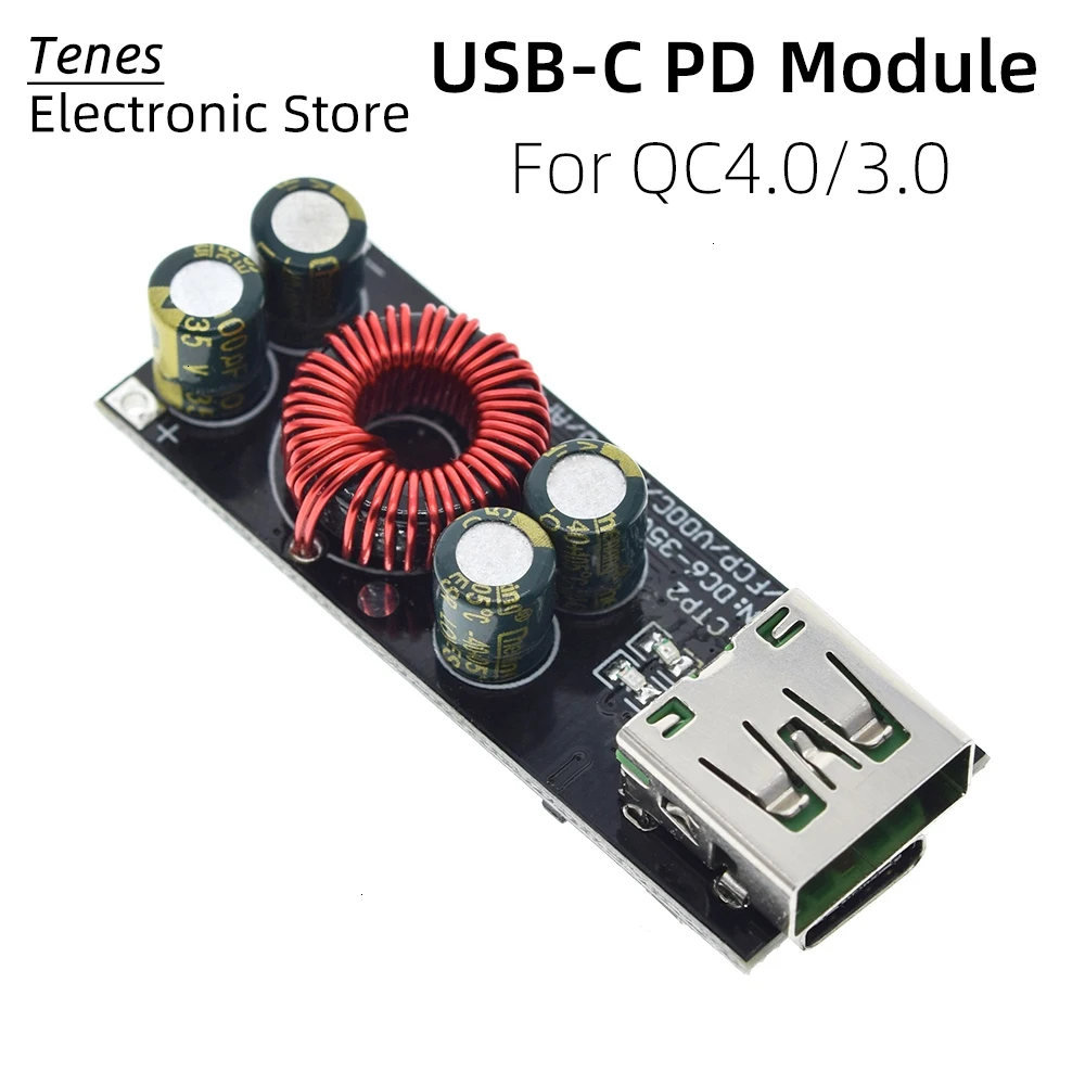 QC3.0/4.0 USB-C/Type-C Mobile Phone Quick Charge Adapter 6-35V Step-Down Buck Boost Module for Huawei SCP/FCP Apple PD Qualcomm