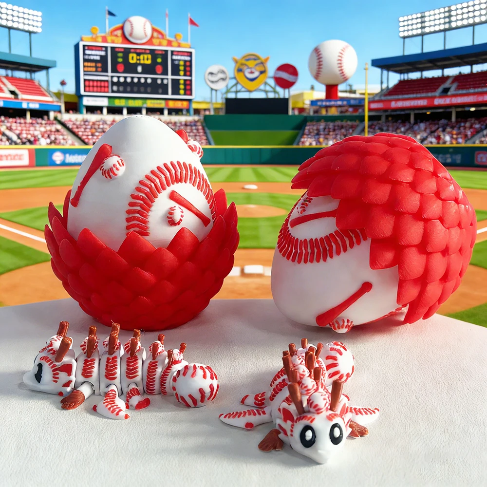 

3d Printing Cute And Silly Baseball Dragon+dragon Egg Model Plastic Ornament Desktop Decoration Sculpture Ornament Holiday Gift