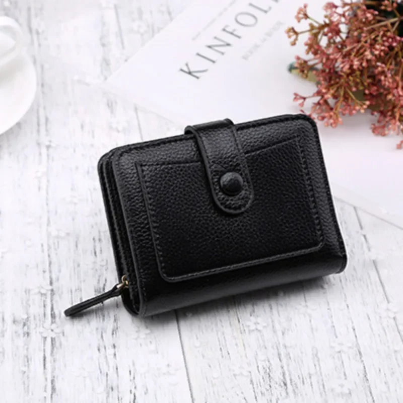 Women Wallets 2023 New Luxury Brand Red Black Small Mini Coin Purse Hasp Card Holder Lady Wallet Zipper Female Leather Buckle