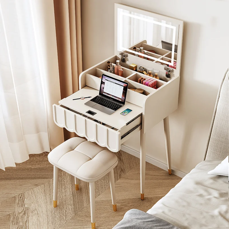 Cream wind flip dresser bedroom modern simple light luxury mini small makeup table super narrow 40 cm 50cm