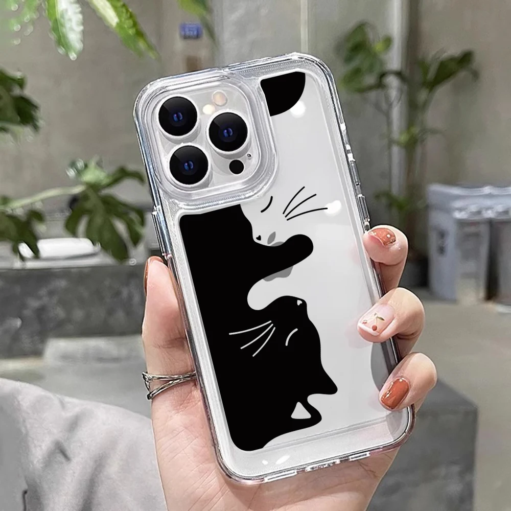 Cartoon Animal Cute Cat Clear Case For iPhone 16 Pro 17 15 14 13 12 11 Pro Max 7 8 Plus X XS 16E Shockproof Silicone Soft Funda view 2