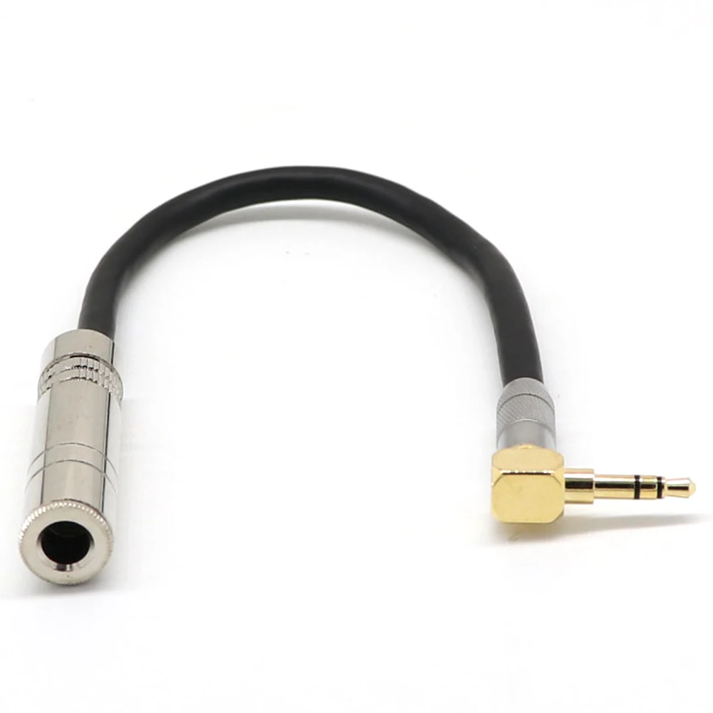 Cabo de Extensão de Áudio, 6,35 Feminino para 3,5 Masculino Plug Jack, curto, 90 graus angular, Hifi Mic, Audio Line Cable
