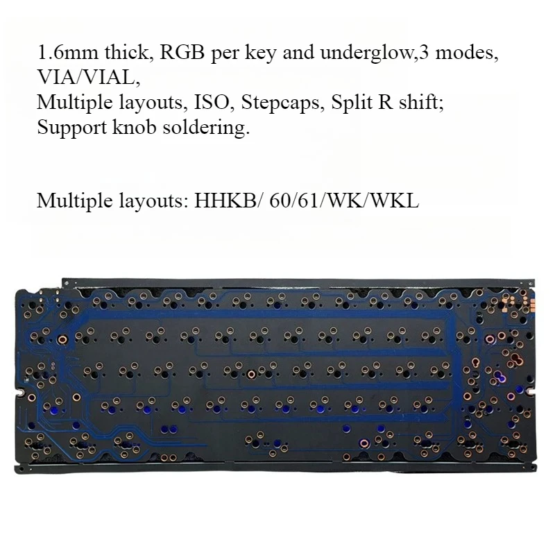 VIA Remap 61 keys PCB RGB Hotswap Triple Modes Bluetooth 2.4g Wireless GH60 Case Compatible